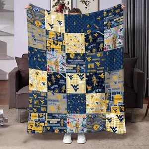 West Virginia University Style Plaid Blanket, Soft Comfortable Multifunctional Throw, Single Piece, Multiple Sizes Available