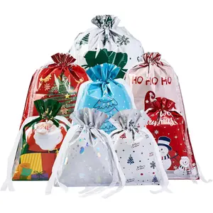 38 count Christmas  Bags, Assorted Sizes Bulk S/M/L,  Holiday  Wrap with Drawstring, Sacks, Wrap Bags, Bags For Presentsgift (38)