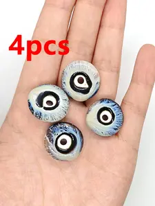 4pcs Round Fossil Color Ceramic Beads, Vintage Weathered Style, Handmade DIY Jewelry Accessories, Fashionable Ceramics for All Seasons