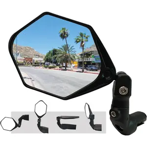Bar End E- Mirror, Large Surface Handlebar  Mirror,  Automotive Grade Glass  Mirror, Safe Blast-Resistance Cycling Mirror (HF-M904-FR08) ( Glass)