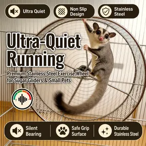 Stainless Steel Sugar Glider Wheel Ultra Quiet Non Slip Exercise Running Wheel for Small Pets