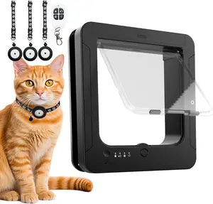 Smart Cat Door with 3 RFID Sensor Keys & 1 Remote Control - 4 Way Locking Cat Flap for Interior & Exterior - Universal Design, 4 Intelligent Modes, Safety & Large Enough Access
