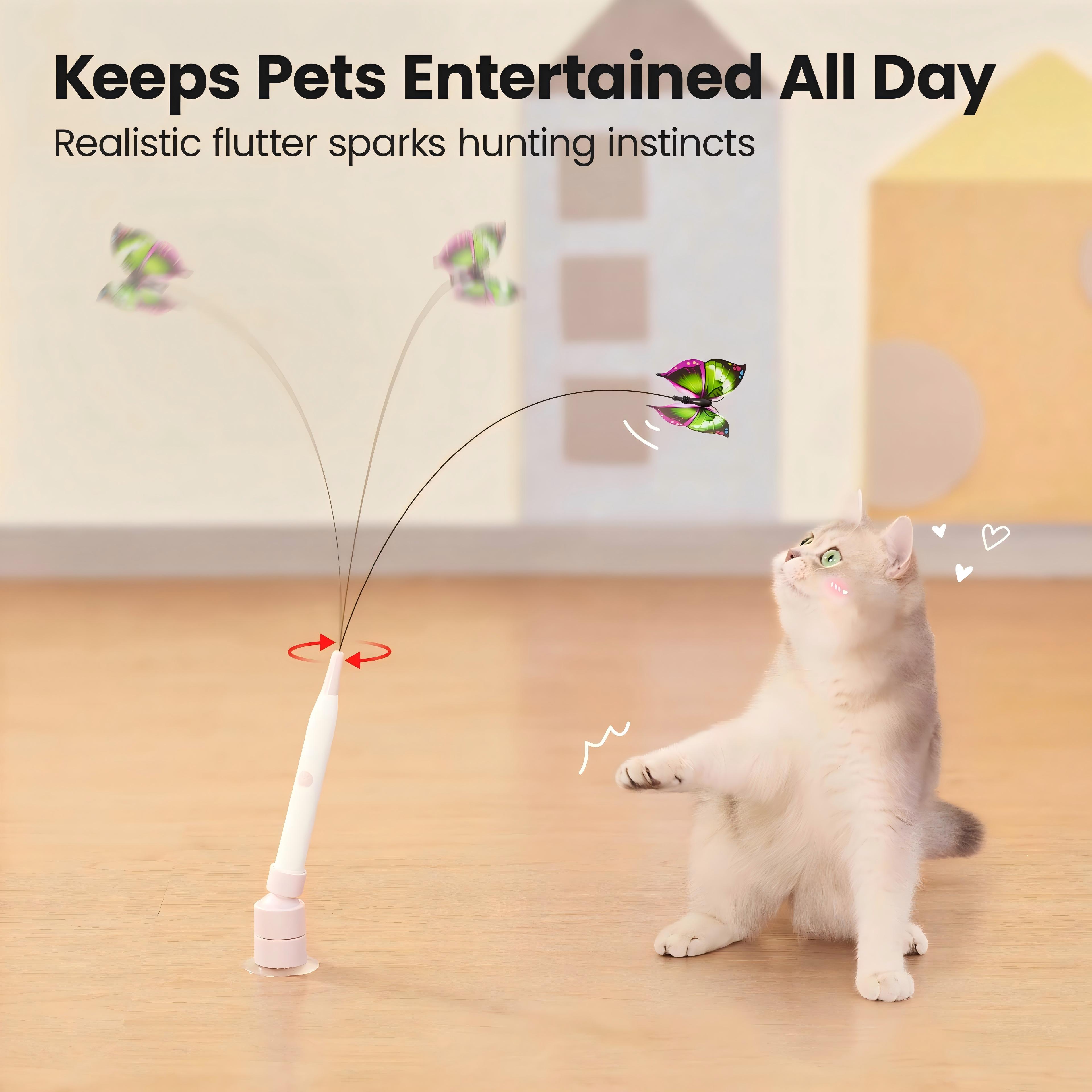 Rotating Butterfly Interactive Cat Toy - USB Rechargeable Automatic Teaser, 360° Spin, Random Movement, Steel Wire, Self-Play & Handheld Modes, Durable Suction Cup, Universal Fit, Interactive Toy for Kittens & Adult Cats Rotating Butterfly Interactive Cat Toy - USB Rechargeable Automatic Teaser, 360° Spin, Random Movement, Steel Wire, Self-Play & Handheld Modes, Durable Suction Cup, Universal Fit, Interactive Toy for Kittens & Adult Cats