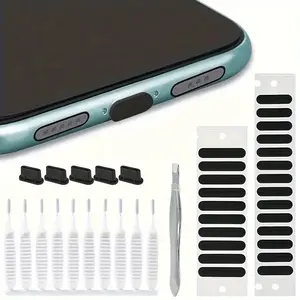 Phone Cleaning Kit for Type-C Interface, Includes Keyboard Cleaner, Speaker Protector Sticker & Brush, Dustproof Set for Phone Maintenance