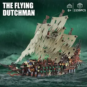 flash cards Show 2159PCS The Playing Pirate Ship Building Blocks Toy Set Brick Model Movies with Light Birthday Desktop Decoration Gifts