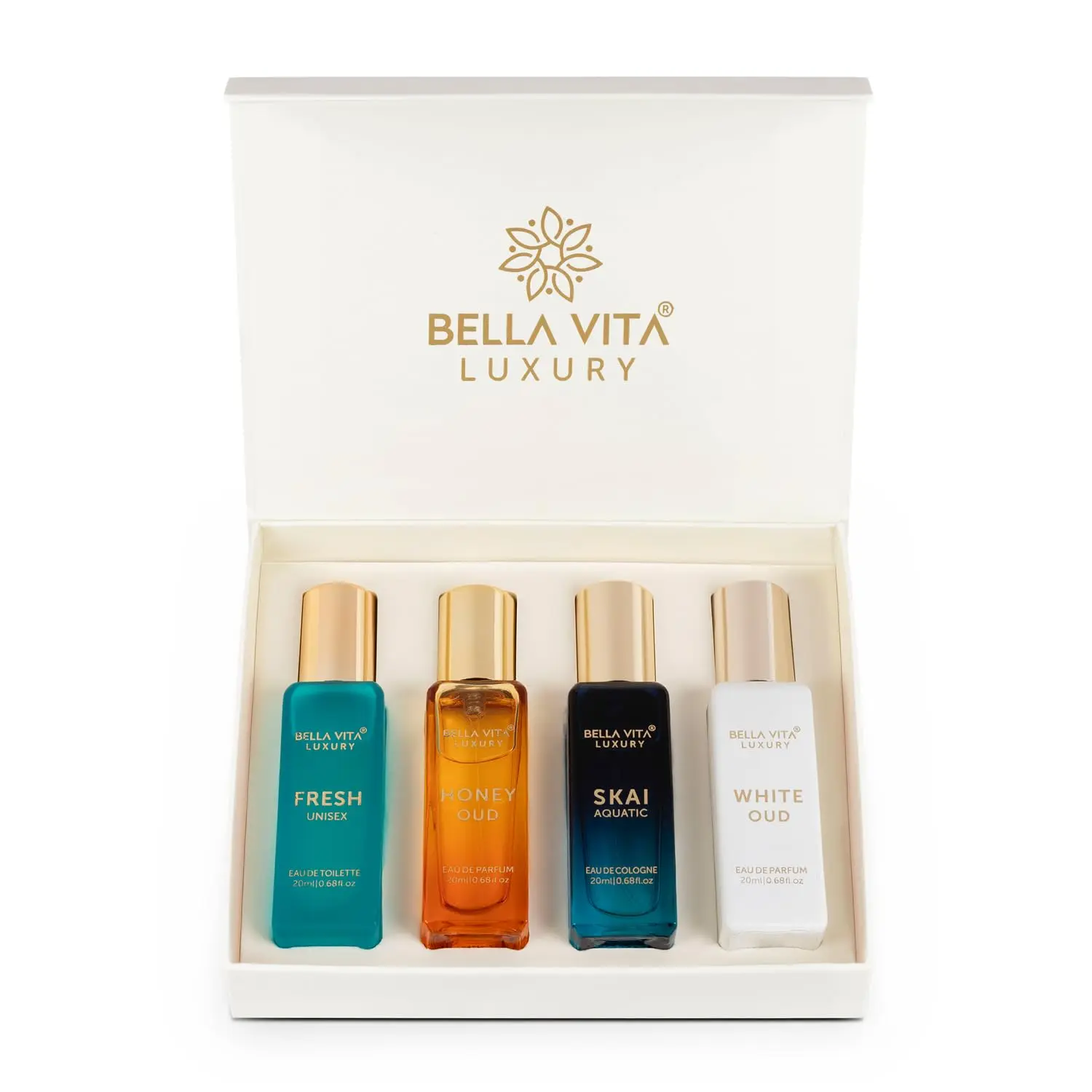 Bellavita Luxury Unisex Mini Perfume Gift Set | 4 Best Selling Fragrances for Women & Men | Travel Size Perfume Set | Perfume Gift Sets for Women | Women’s Day Special Bellavita Luxury Unisex Mini Perfume Gift Set | 4 Best Selling Fragrances for Women & Men | Travel Size Perfume Set | Perfume Gift Sets for Women | Women’s Day Special
