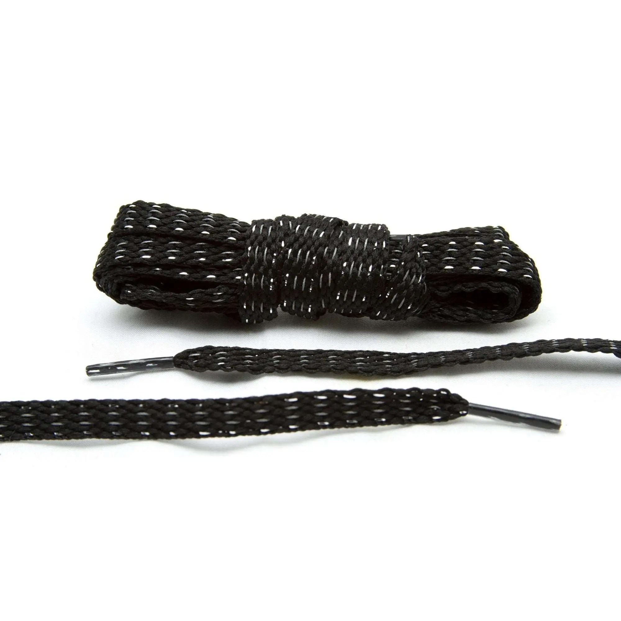 Black Reflective Flat Laces Black Reflective Flat Laces