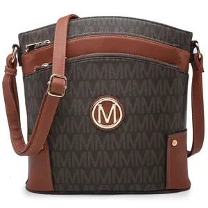 MARCO M KELLY Crossbody Bags Purses for Women Trendy Multi Pockets Monogram Zip Shoulder Bags Ladies PU Leather Handbag