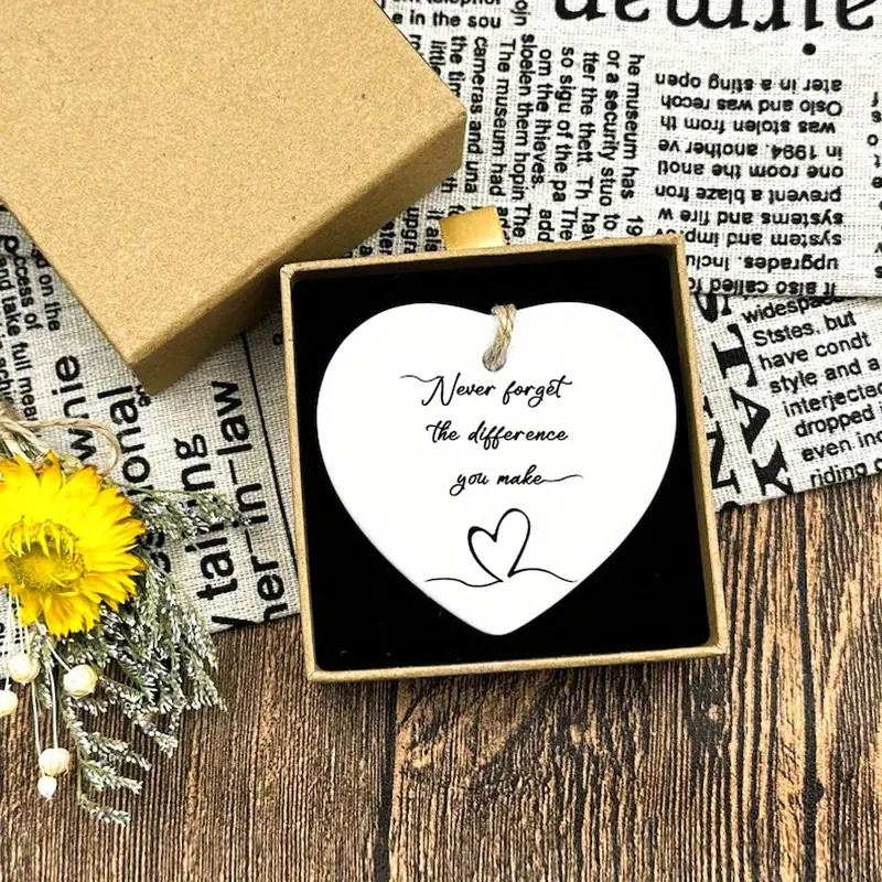 3pcs Never Forget The Difference You Make Ceramic Keepsake Heart, Leaving Gift, Friend Gift, Thank You Gift, Appreciation Gifts, Colleague Gift, Graduation Gift, Home Decor Gift