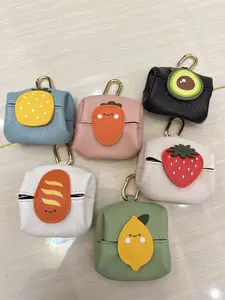 DMK Mini Cute Multifunctional Storage Bag for Bluetooth-compatible Earphones, Small Lipstick, Fruit Shapes, Decorative Keychain, Suitable for Adults and Kids
