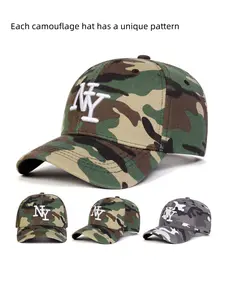 Unisex Ny Camo Baseball Cap, Adjustable Sun Protection Casual Hat, Suitable for Spring & Fall, Outdoor Travel Beach Vacation