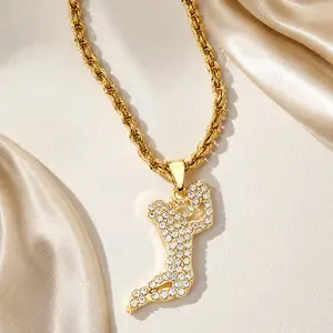 Men's Full CZ Crystal Praying Hands Necklace - Religious, Hip Hop Costume Fashion Accessory