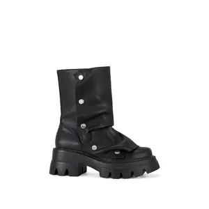 BHARTI-BLACK ADJUSTABLE COMBAT BOOT