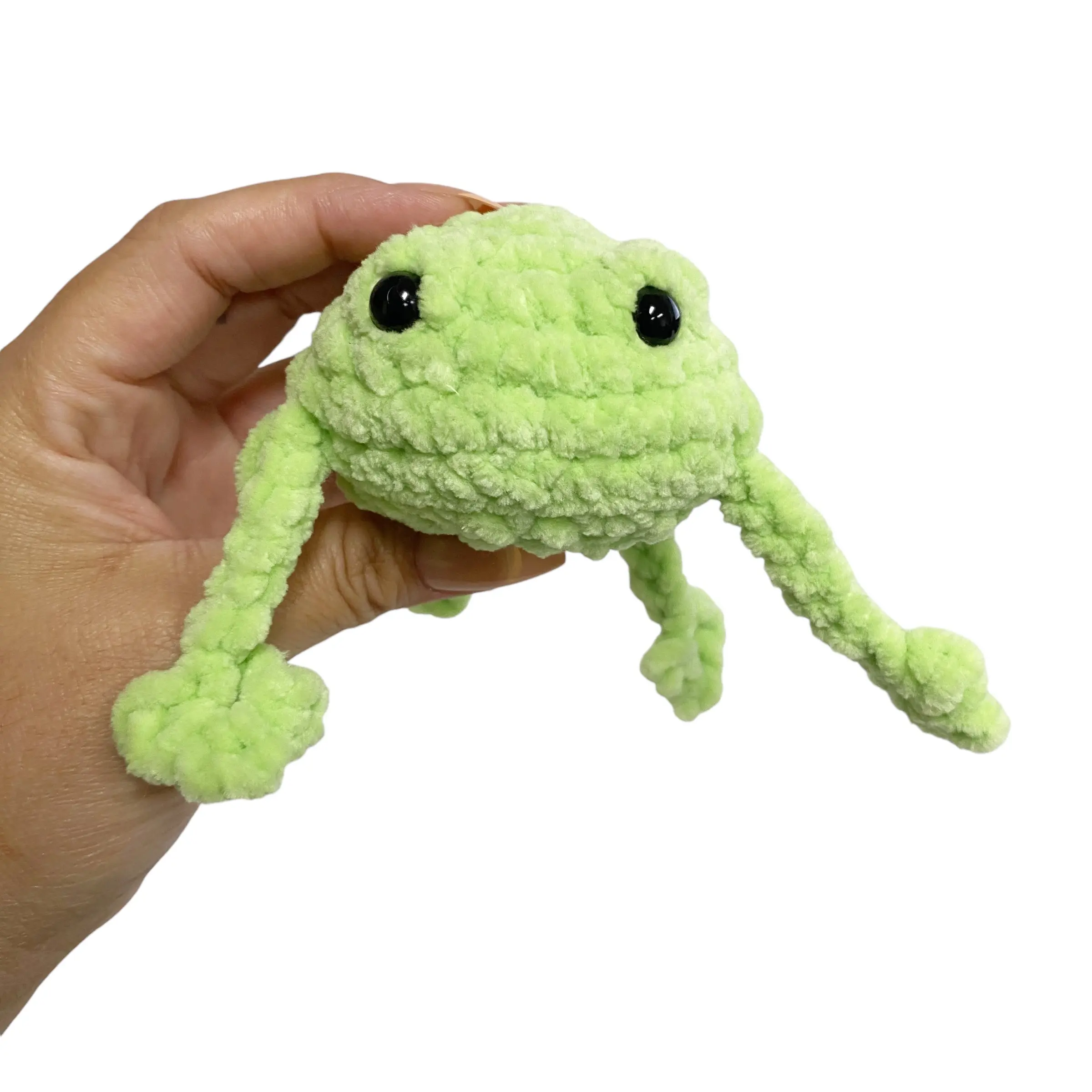 Handmade Crochet Green Leggy Frog Plush Chenille