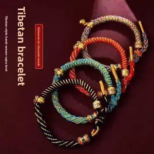 Colorful Rope Guardian Bracelet - High-Quality Tibetan Style Six-Syllable Mantra Hand-Woven Red Rope Bracelet