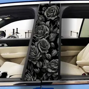 Gothic Rose Car B Pillar Stickers Set, Waterproof Scratch Resistant, Universal Fit for All Vehicles, Automotive Accessories & Holiday Decor