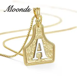 14K gold necklace, initial necklaces, western cowboy style embossed  pendant necklace, women's necklace, accessories for women, women's jewelry, couple's gift
