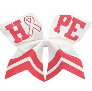 Breast Cancer White Hope Pink Cheer Bow