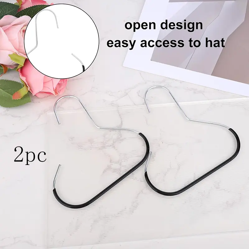 2 Pcs Lightweight Hat Organiser Hangers - Single Hook Holds Up to 8 Hats, Hangable Dorm Closet Baseball Cap Holder, Multifunctional No-Trace Accessory with Easy Installation, Door