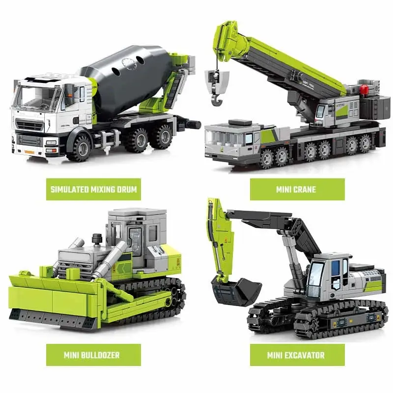 SEMBO Engineering Vehicle Assemblage Building Blocks Kits MOC Excavator Mixer Truck Model Bricks DIY Educational Toys Boys Gifts