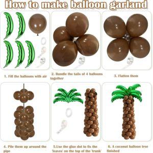 Tropical luau balloons arch garland kit luau party decorations with palm leaves flamingo palm tree aloha foil balloon coconut balloons set for tropical hawaiian aloha luau flamingo party alohaa