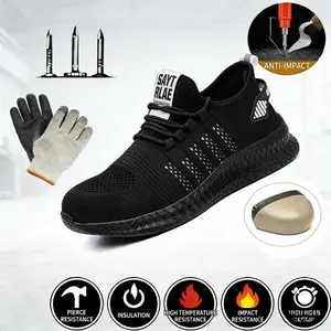Men's Women's Safety Work Shoes Steel Toe Anti Smashing Anti Stab Breathable Mesh Comfortable Durable Industrial Boots
