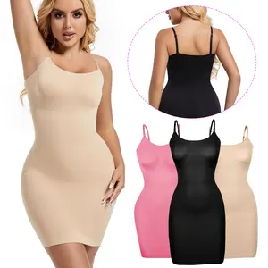 Shapewear Slips for Under Dresses Full Slip Body Shaper for Women Slip Dress Undergarment, Ladies Sexy Lounge Slip Low Back Ribbed Bodycon Dresses Party Club Dress Plus Size S-2XL