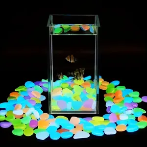 100 Glow-In-The-Dark Aquarium Stones, Fluorescent Resin Pebbles for Fish Tanks, Garden Decor, UV-Activated, Smooth Texture, Home Decoration