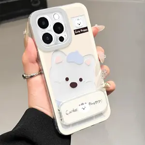 Adorable West Highland Terrier Dog Stand Case for  iPhone 17, iPhone 16, iPhone 15 Full-Cover, iPhone 14 Soft Case