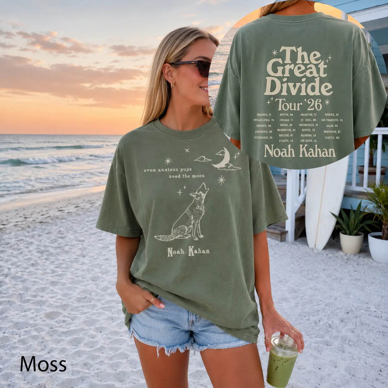 Noah Kahan The Great Divide Tour 2026 Orbiter Howling Pup T-Shirt Comfort Colors, Folk Indie Music Merchs Fans Gift
