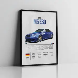 BMW M5 E60, BMW Poster, E60, M5 E60, Car Poster, Car Posters, Art Printable, Wall Art, Wall Decor, Gift for him, men, boys, kids v1