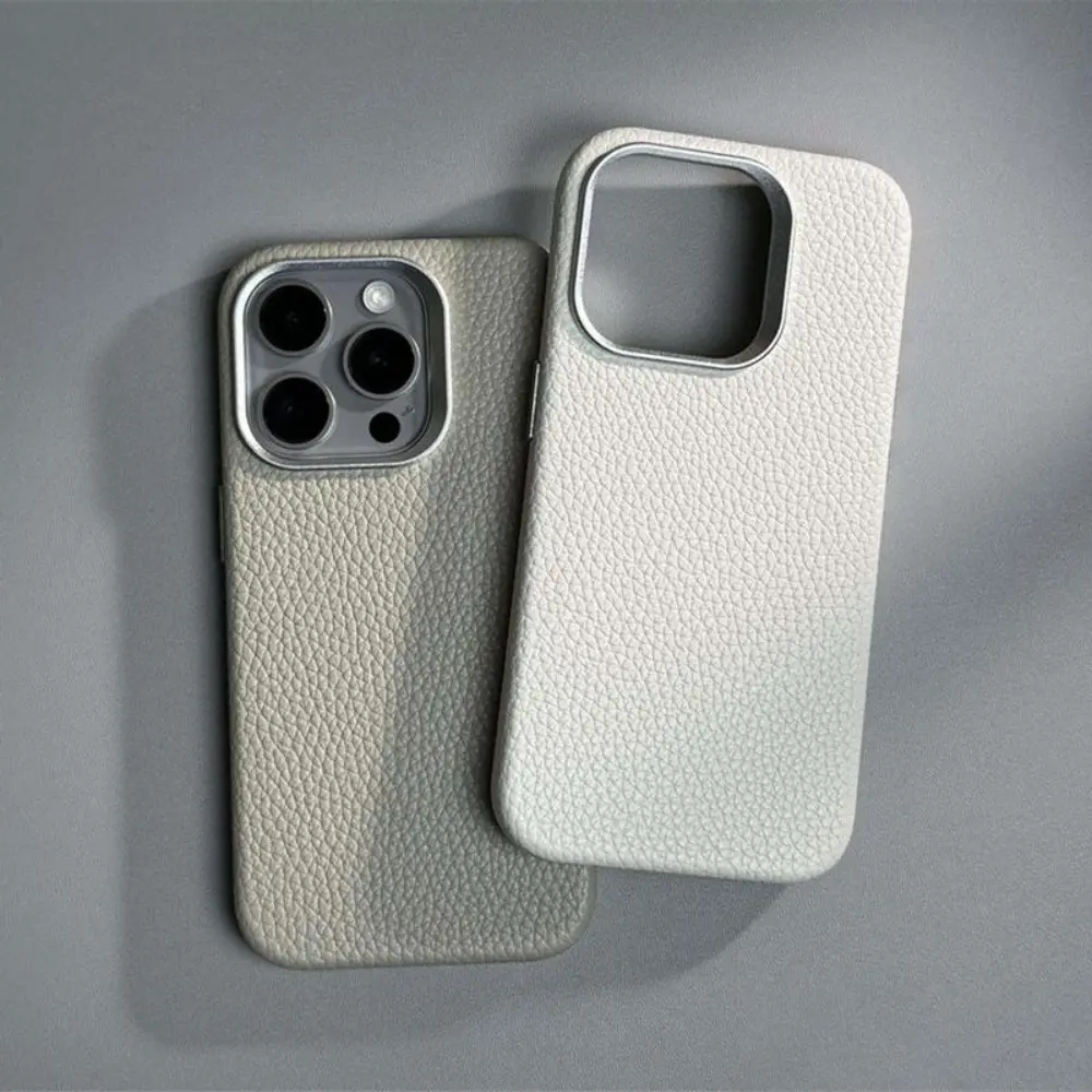 Luxury Wireless Charging MagSafe Leather Phone Case For iPhone 17 16pro 15pro max 14 15 16 pro 13 Alloy Lens Protective Hard Cover