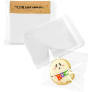 Clear 4x4 Inches 200 count Self Sealing Cellophane Cookie Bags Christmas  Individual Party Favor Bag Plastic Sealable Small Goodie Cello Snack  Packaging with Seal