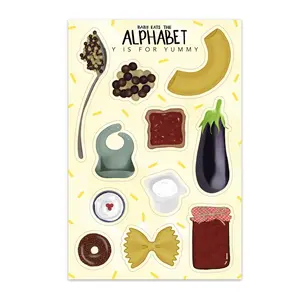 Baby Eats The Alphabet Food Sticker Sheet for Baby-Led Weaning and Scrapbooking