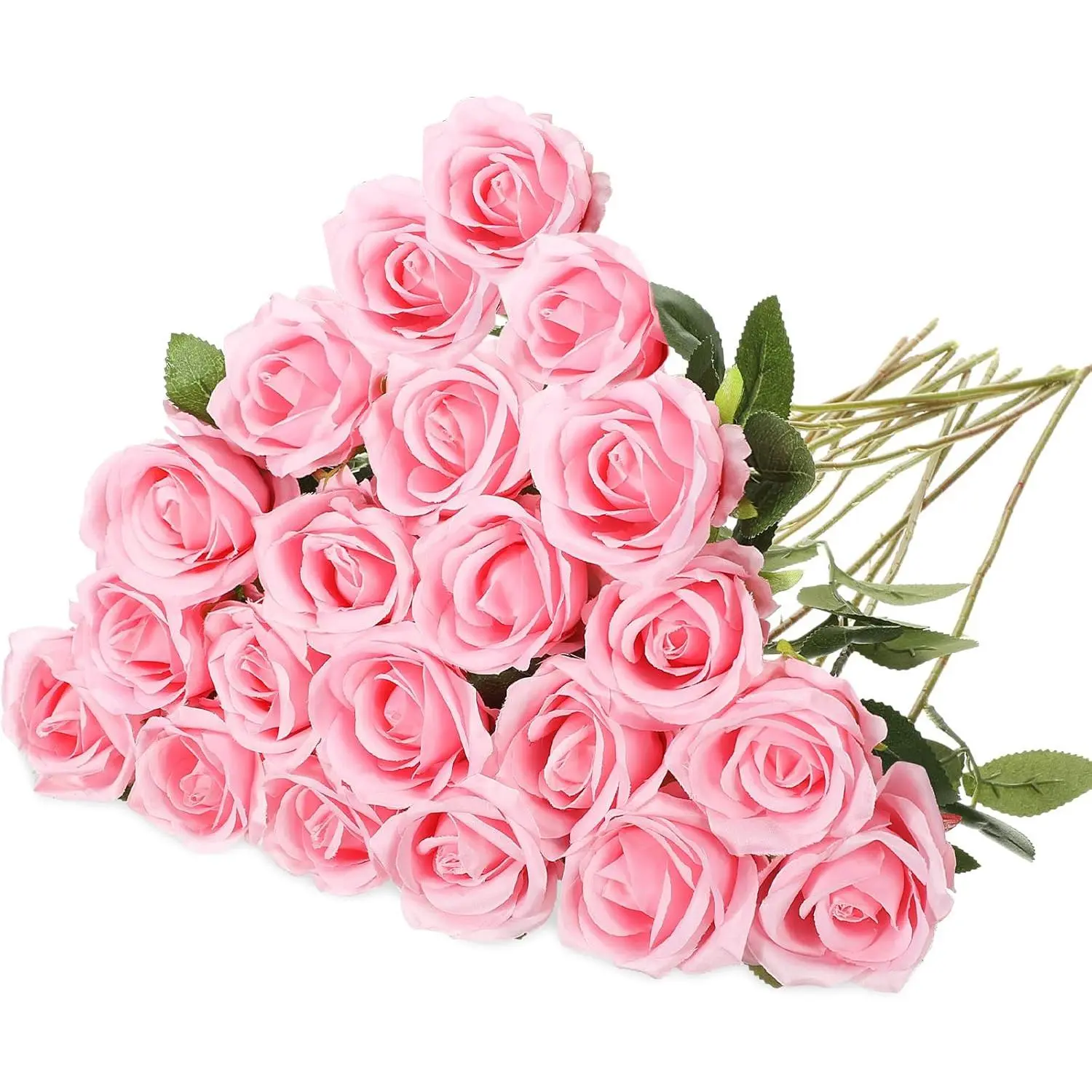 Real Touch Faux Floral Arrangement Artificial Roses Set - 20 Count Silk Decorative Floral Bulk Plastic Bouquet for Bridal Wedding Party Decorations, Faux Floral Arrangement Artificial Flowers