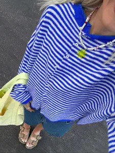 Women's Striped Cardigan, Casual Long Sleeve Knitwear for Fall & Winter, Women's Fashion Knit Clothing for Daily Wear