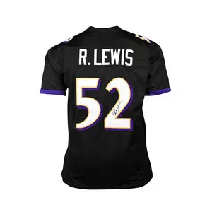 Ray Lewis Autographed Custom Black Football Jersey JSA