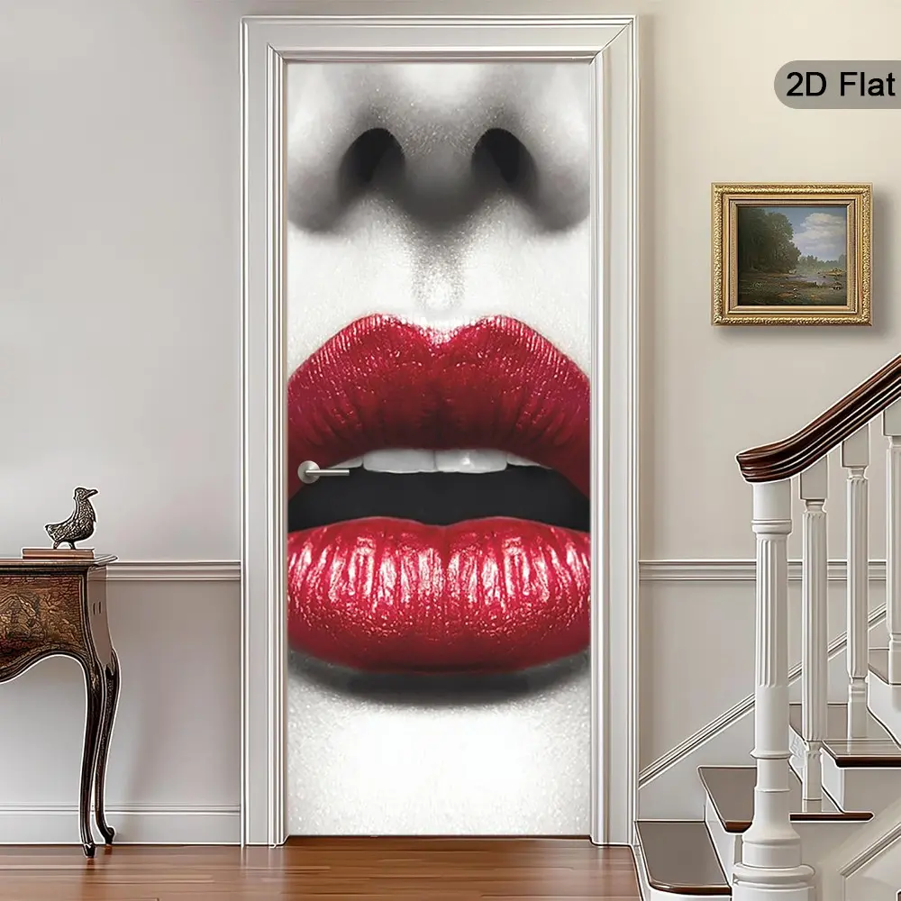 Bold Lips Door Stickers, Charming Self-Adhesive Wall Decals, Sexy Decorative Stickers for Hallway, Living Room, Bedroom, Office