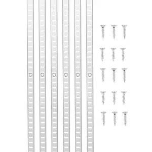 Shelf Track 36.3-Inch Adjustable Steel Wall Mounted Shelf Pilaster, 8-Pack, Heavy Duty Garage And Workshop Shelving System, Easy Mount Brackets And Rails, Durable Steel Construction For Efficient Wall Storage
