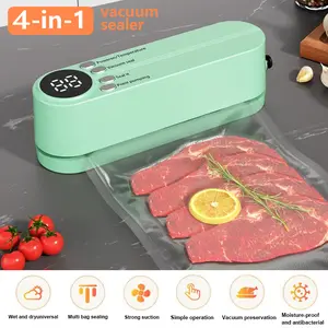 Portable Food Vacuum Sealer Machine, USB Rechargeable 4-in-1 Mini Bag Sealer with Digital Display for Snacks, Meat, Coffee & More