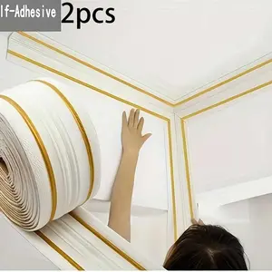 2pieces of elegant PVC corner trim with adhesive backing - versatile living room and bedroom, window sill, door frame trim, wall and panel decoration trim decoration decoration line