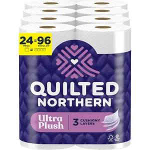 3 Ply Soft Toilet Paper 24 Mega Rolls Ultra Plush Bathroom Tissue, 96 Regular Rolls Equivalent, Thick Absorbent Toilet Tissue Paper for Household, Guest Bathroom & Daily Use