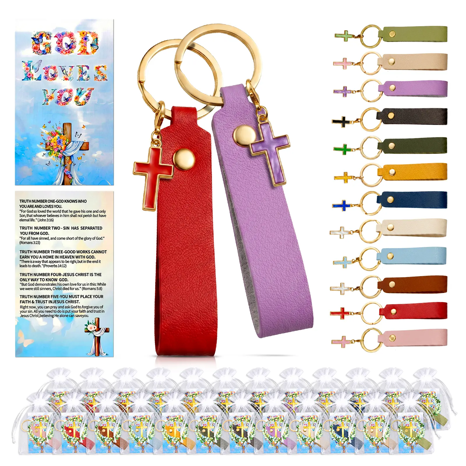 12/24pc Faux Leather Keychains (10Cm × 3Cm × 0.5Cm) - EDC Accessory, Easter/Church Gathering Gift, Stylish Backpack Charm, Exquisite Keepsake