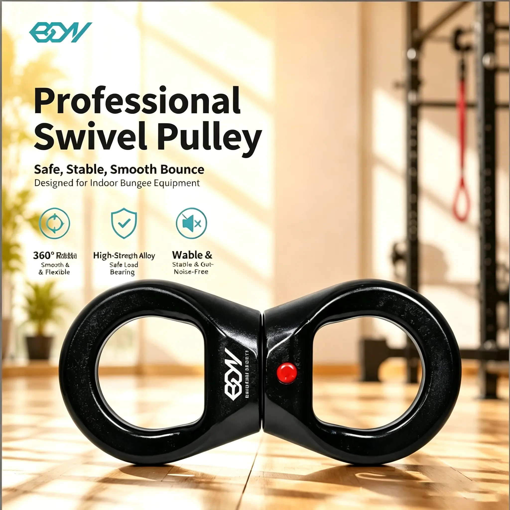 Black Swing Swivel, 35 KN SafestRotational Device Hanging Accessory
