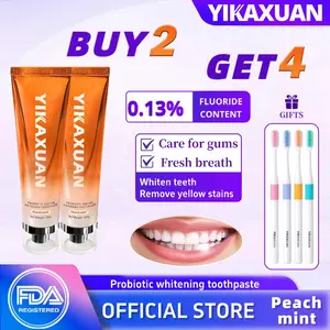 【YIKAXUAN】probiotic whitening toothpaste is suitable for sensitive teeth, removing pigmentation, oral bacteria, and strengthening enamel/100g fluoride free fresh breath