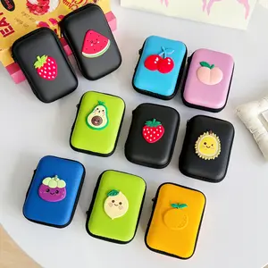 Cute Cartoon EVA Fruit Storage Bag,Portable Earphone Data Cable Organizer Box,Square 3C Digital Accessories Pouch,Multifunctional CCD Camera Protective Carry Case