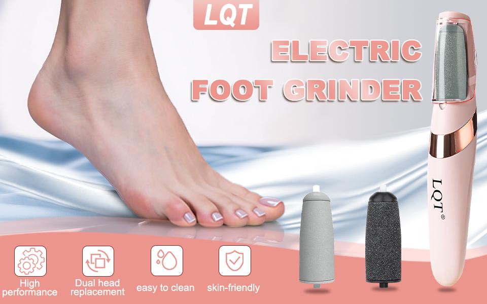 LQT Rechargeable Electric Foot Callus Remover, Portable Electronic Foot File with 2 Roller Heads, Effective Foot Care Tool for Dry Hard Cracked Skin，Rechargeable Foot , At-Home Pedicure for Smooth Feet, USB Charging, Dual Speed, Summer Ready