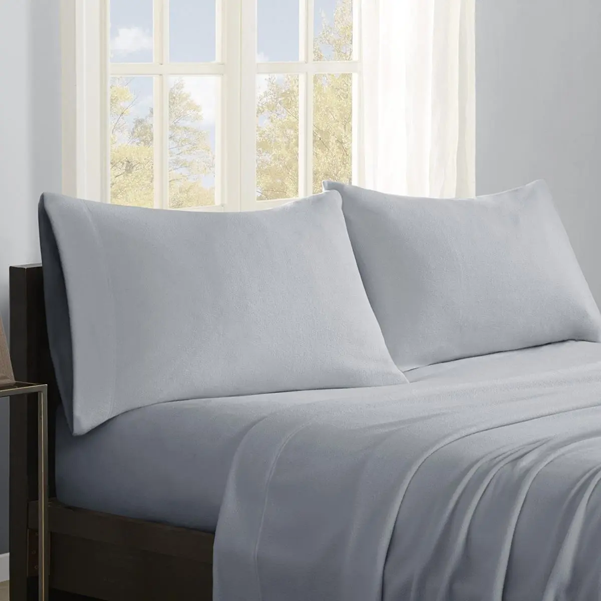 True North SHET20-527 Micro Fleece Sheet Set, Full Size - Grey, Warm Aesthetic, Luxurious Flannel Alternative, Machine Washable