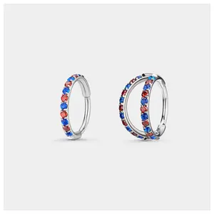 OUFER 4th of July Patriotic 5A Grade CZ Nose Hoop