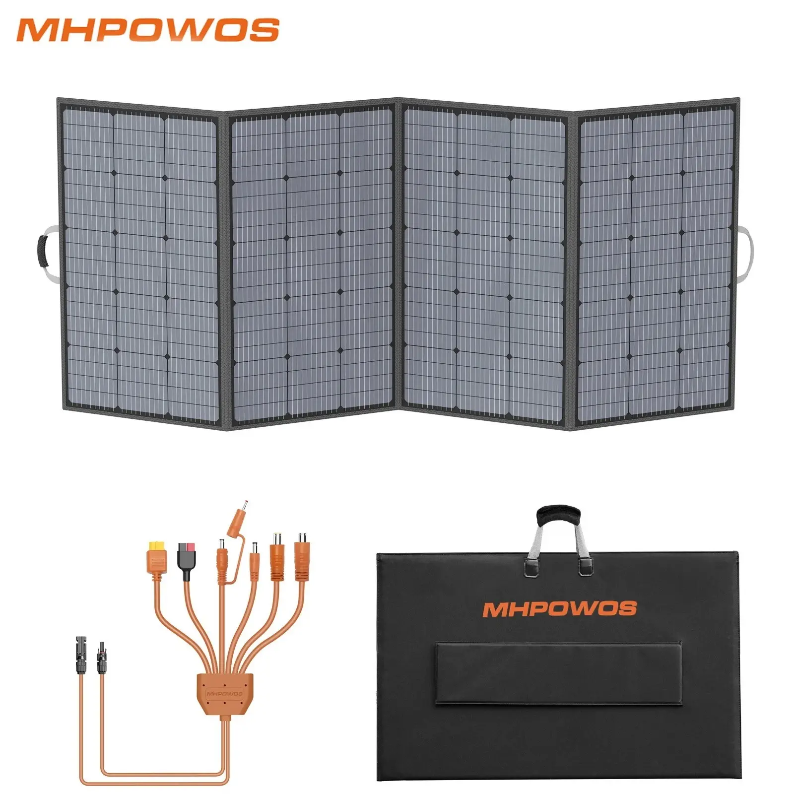 MHPOWOS Portable Solar Panel Kit 400W 220W 110W Foldable Solar Charger with Adjustable Kickstand Emergency Backup Power Supply for Outdoor Camping Off Grid Powerstation Solar Generator RV Home